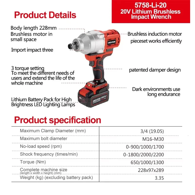Llave de impacto Devon de 20V  - Wrench Set reseña y precio